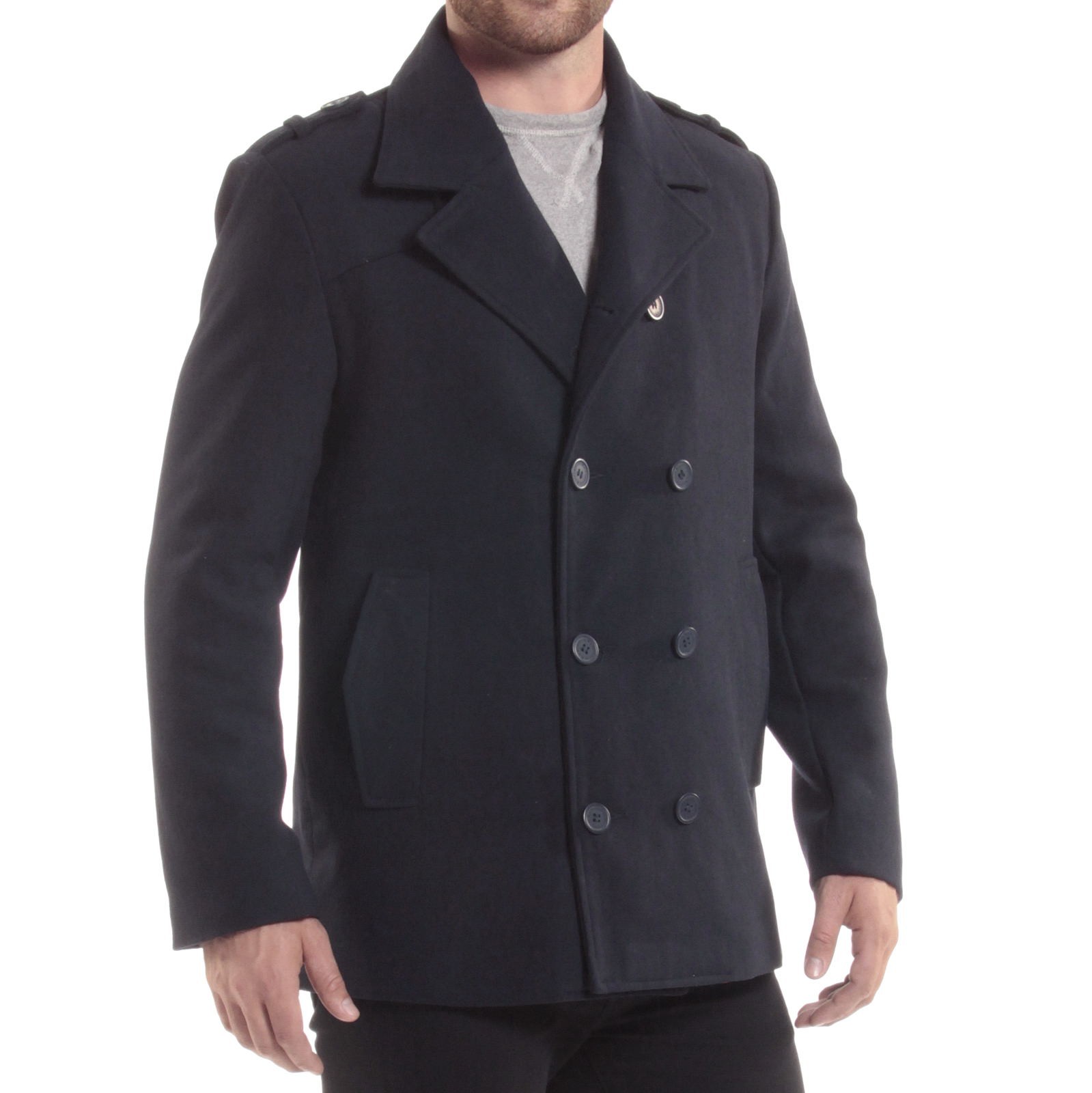 Alpine Swiss Jake Mens Pea Coat Wool Blend Double Breasted Dress Jacket Peacoat eBay